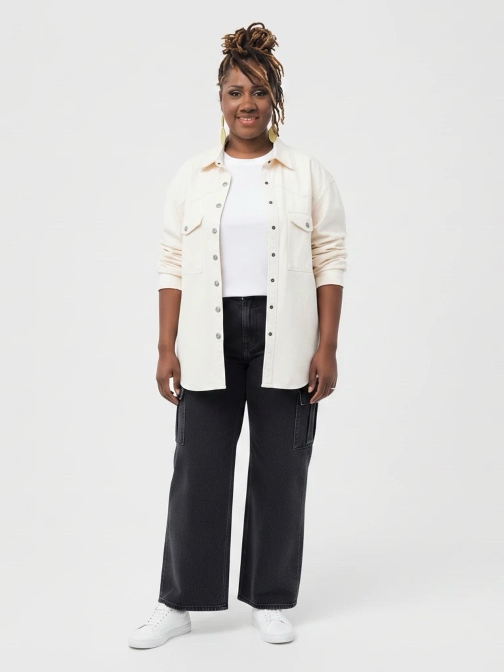 Love Notes Cream Button-Front Shirt Jacket